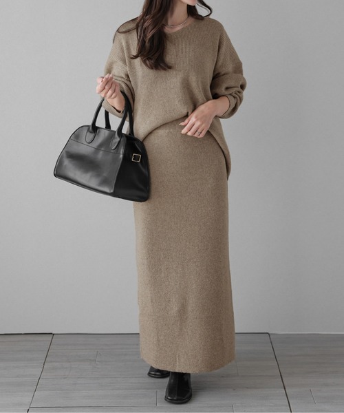 AMELY(エミリー)の「リブニットセットアップ(セットアップ・レディース・ブラック/グレー/ベージュ/ブラウン・フリー)」の12枚目の写真