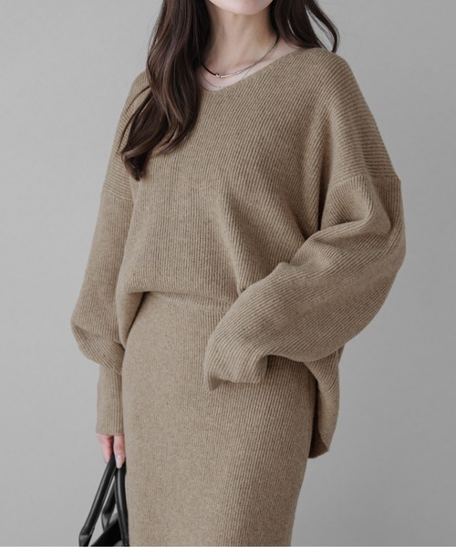 AMELY(エミリー)の「リブニットセットアップ(セットアップ・レディース・ブラック/グレー/ベージュ/ブラウン・フリー)」の15枚目の写真