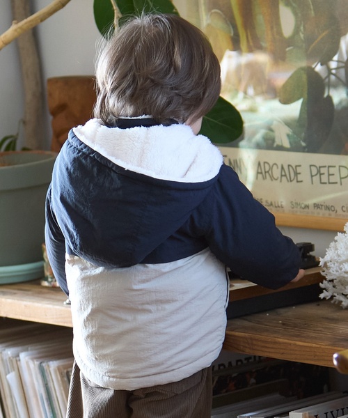 petit main（プティマイン）の「【洗える】リバーシブル切替ブルゾン（ブルゾン・キッズ・ブルー/パープル/ネイビー/レッド・110cm/90cm/100cm/120cm/130cm/80ｃｍ）」の5枚目の写真