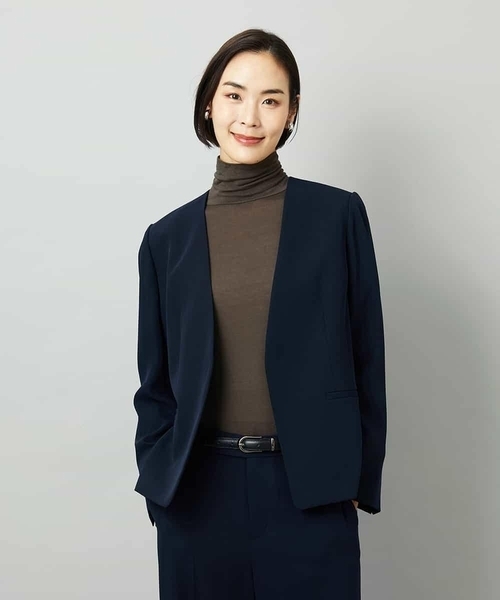 ✨♦新品未使用ミッシェルクランノーカラージャケット ほか3点 ノーカラージャケット/セットアップ対応/洗える(ノーカラー