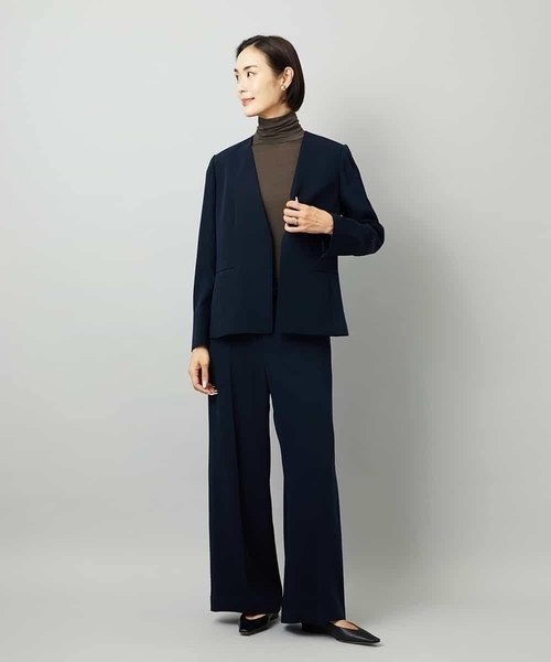 セットアップ対応]ノーカラージャケット（ノーカラージャケット