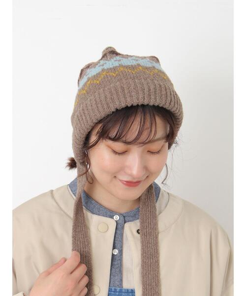 Samansa Mos2（サマンサ モスモス）の「【消臭効果】ジャガードニット帽（ハット・レディース・ベージュ/モカ・F）」の3枚目の写真