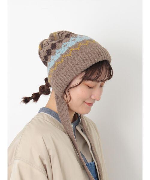 Samansa Mos2（サマンサ モスモス）の「【消臭効果】ジャガードニット帽（ハット・レディース・ベージュ/モカ・F）」の4枚目の写真