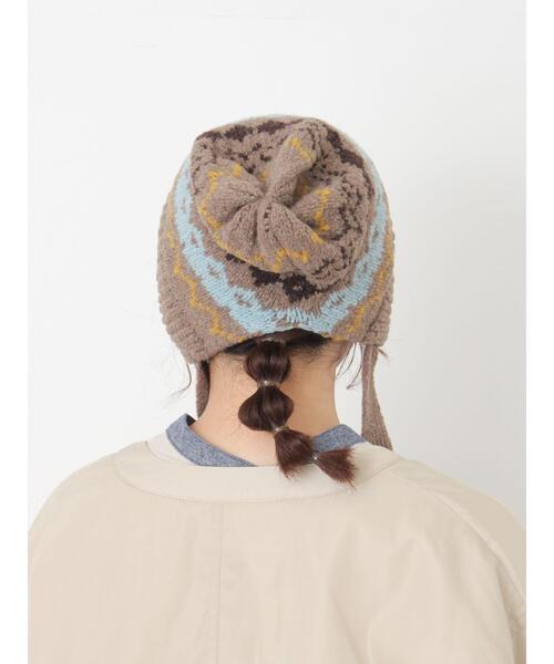 Samansa Mos2（サマンサ モスモス）の「【消臭効果】ジャガードニット帽（ハット・レディース・ベージュ/モカ・F）」の5枚目の写真