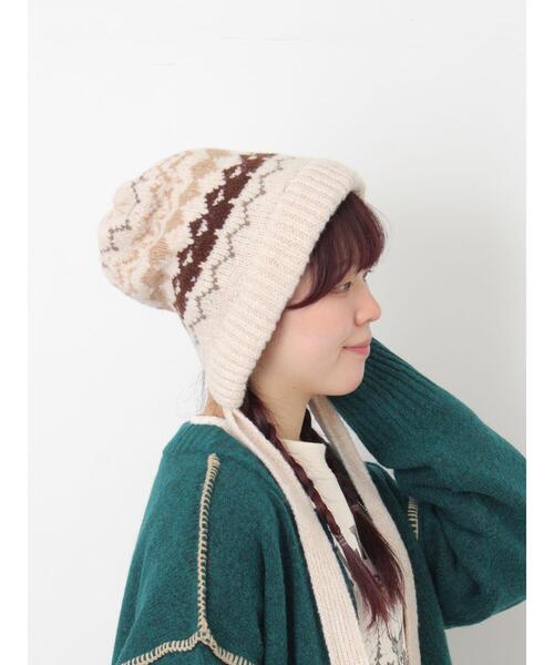 Samansa Mos2（サマンサ モスモス）の「【消臭効果】ジャガードニット帽（ハット・レディース・ベージュ/モカ・F）」の9枚目の写真