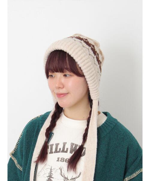 Samansa Mos2（サマンサ モスモス）の「【消臭効果】ジャガードニット帽（ハット・レディース・ベージュ/モカ・F）」の10枚目の写真
