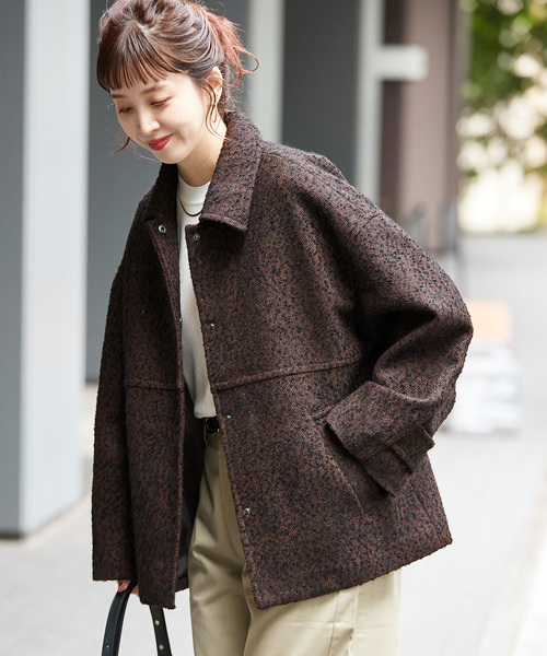 【試着のみタグ付】COCODEAL ブークレステンカラーショートコート サイズ１ ブークレステンカラーショートコート｜PETAL ONLINE（ペタルオンライン）