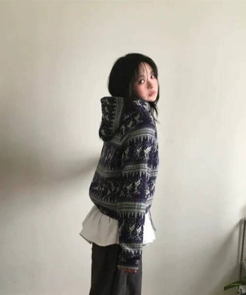 almo（アルモ）の「【portulaca】ノルディック柄ZIPUPPK（パーカー・レディース・ブラウン/ブルー・FREE）」の19枚目の写真