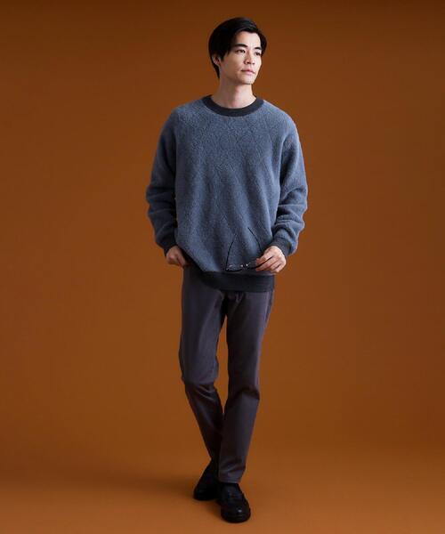 THE SHOP TK （ザ ショップ ティーケー ）の「【ふんわり心地いい肌触り】　ダイヤ柄シャギーニット（ニット/セーター・メンズ・ダークブラウン系1/ホワイト系4/ブラック系1/ブルーグリーン・02/03/04）」の11枚目の写真