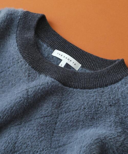 THE SHOP TK （ザ ショップ ティーケー ）の「【ふんわり心地いい肌触り】　ダイヤ柄シャギーニット（ニット/セーター・メンズ・ダークブラウン系1/ホワイト系4/ブラック系1/ブルーグリーン・02/03/04）」の14枚目の写真