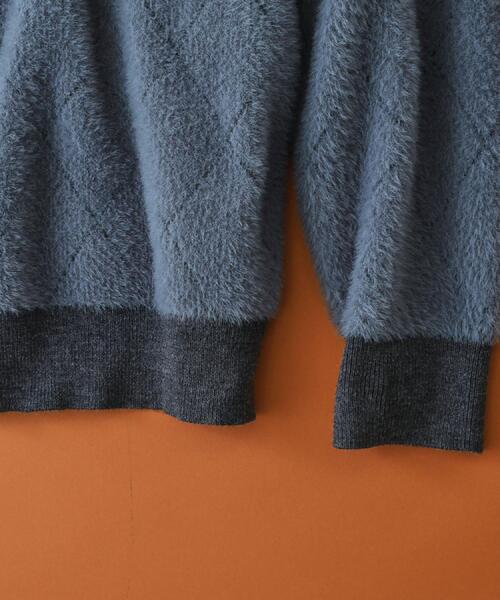 THE SHOP TK （ザ ショップ ティーケー ）の「【ふんわり心地いい肌触り】　ダイヤ柄シャギーニット（ニット/セーター・メンズ・ダークブラウン系1/ホワイト系4/ブラック系1/ブルーグリーン・02/03/04）」の15枚目の写真