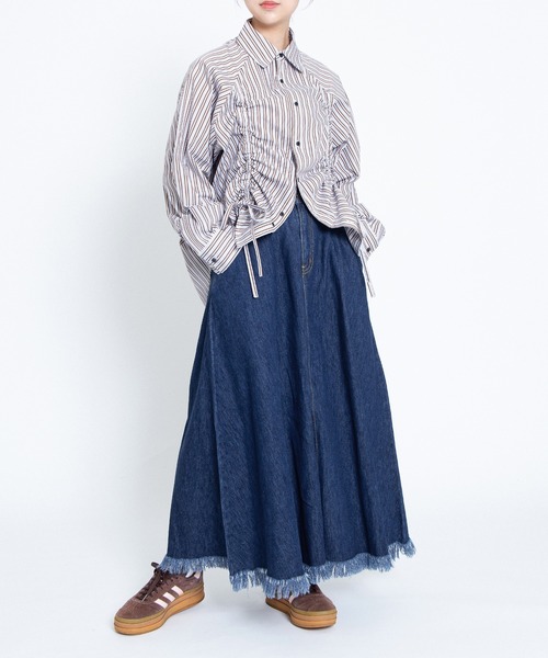 PUNYUS（プニュズ）の「フリンジロングスカート（スカート・レディース・ブラウン/ライトブルー/カーキ/ブラック・1/2/3/4）」の11枚目の写真