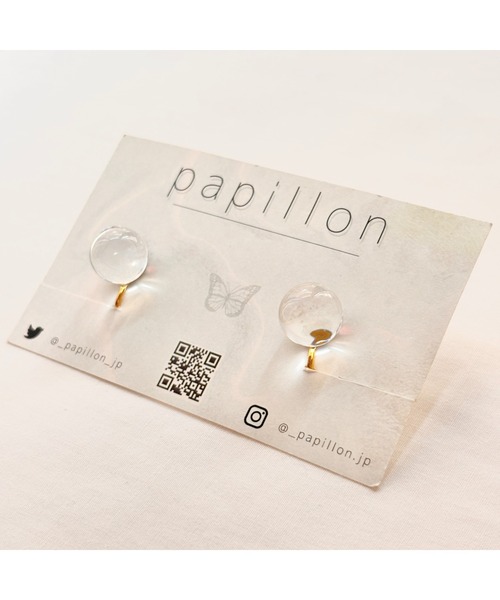 tone（トーン）の「【papillon】水玉イヤリング(MA)（イヤリング・レディース・クリア・FREE）」の2枚目の写真