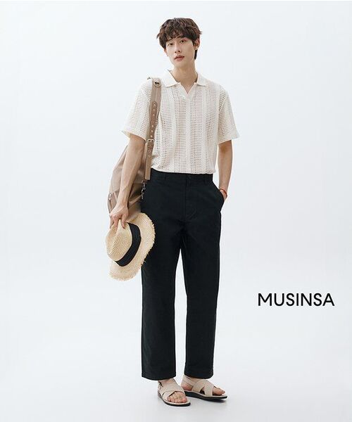 MUSINSA STANDARD（ムシンサスタンダード）の「コットンヘリンボーンテーパードパンツ[ブラック]（その他パンツ・メンズ・その他・31/33/26/27/28/29/38/42/36/34/32/30）」の7枚目の写真