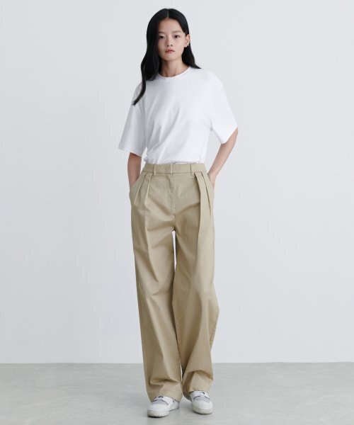 MUSINSA STANDARD WOMAN（ムシンサスタンダードウーマン）の「ウィメンズリバースツーピンタックワイドチノパンツ[ベージュ]（その他パンツ・レディース・その他・30/24/25/26/27/28/29）」の5枚目の写真