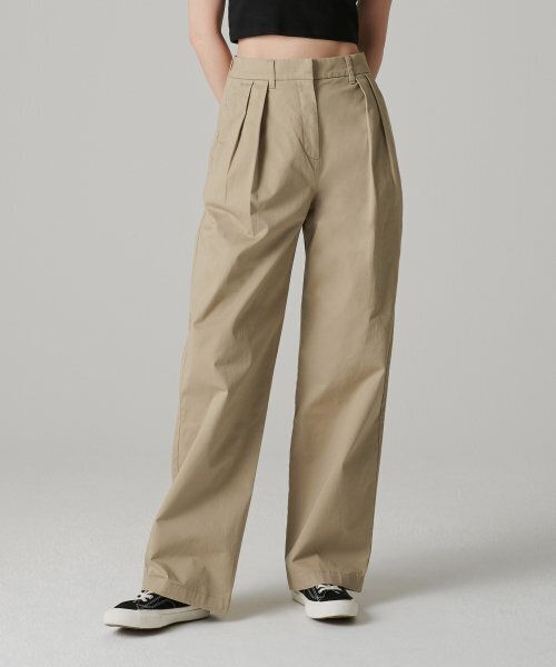 MUSINSA STANDARD WOMAN（ムシンサスタンダードウーマン）の「ウィメンズリバースツーピンタックワイドチノパンツ[ベージュ]（その他パンツ・レディース・その他・30/24/25/26/27/28/29）」の6枚目の写真