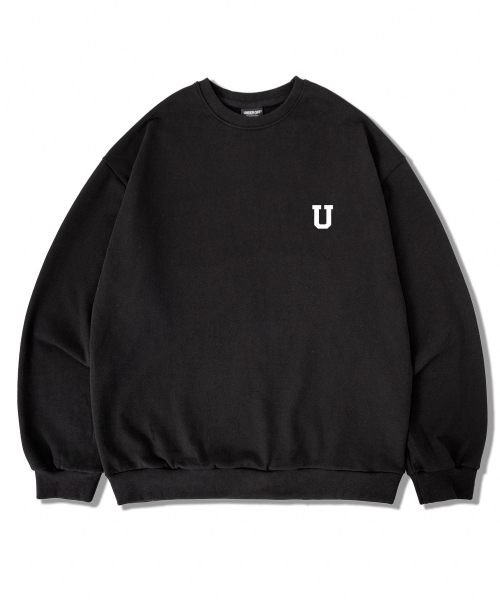 UNDEROFF（アンダーオフ）の「アセンティックリラックスドマンツーマンスモールロゴスウェットオートミール（スウェット・レディース・オートミール・SMALL/MEDIUM/LARGE/X-LARGE）」の2枚目の写真