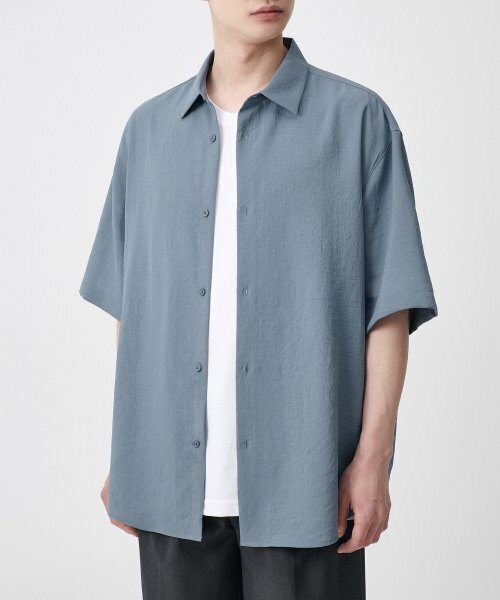 MUSINSA STANDARD（ムシンサスタンダード）の「リラックスドリネンライク半袖シャツ[ブルーグレー]（シャツ/ブラウス・メンズ・その他・SMALL/MEDIUM/LARGE/X-LARGE/XX-LARGE）」の7枚目の写真