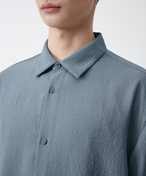 MUSINSA STANDARD（ムシンサスタンダード）の「リラックスドリネンライク半袖シャツ[ブルーグレー]（シャツ/ブラウス・メンズ・その他・SMALL/MEDIUM/LARGE/X-LARGE/XX-LARGE）」の9枚目の写真