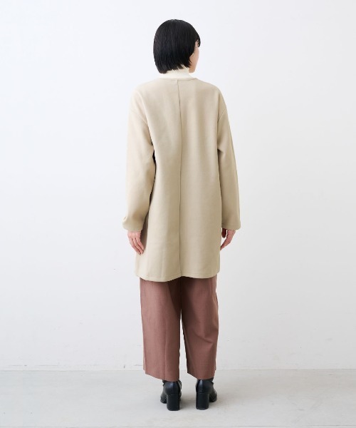 IEDIT きれいめ上品なほどぬくミドル丈コート（ノーカラーコート
