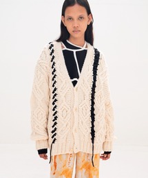 Deformation Cable Knit Cardigan / 変形ケーブルニットカーディガン
