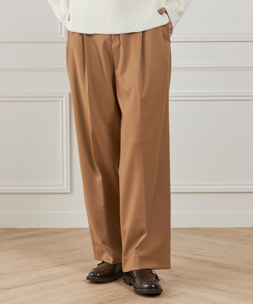 INED(イネド)の「TWサテンセミワイドパンツ(その他パンツ・レディース・ネイビー/キャメル/チャコールグレー・9号/11号/7号)」の3枚目の写真