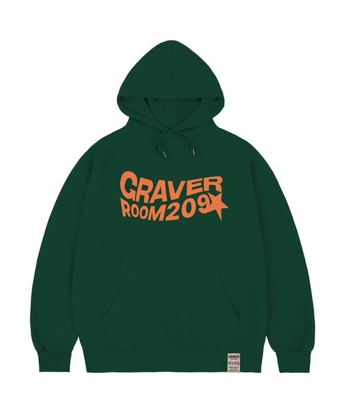 [ユニセックス] ウェーブスターロゴフードパーカー_グリーン