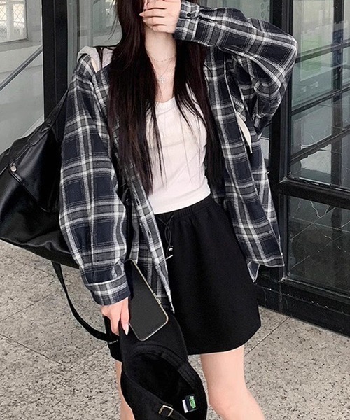 NANEA(ナネア)の「フード付きチェック柄シャツ(シャツ/ブラウス・レディース・ブラック・フリー)」の19枚目の写真