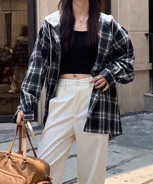 NANEA(ナネア)の「フード付きチェック柄シャツ(シャツ/ブラウス・レディース・ブラック・フリー)」の18枚目の写真