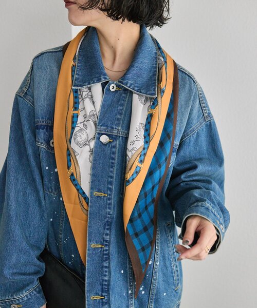 ear PAPILLONNER(イアパピヨネ)の「クラシックチェックストール(ストール/ショール・レディース・レッド/サックスブルー・FREE)」の1枚目の写真