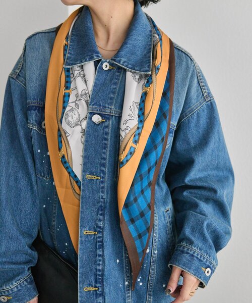 ear PAPILLONNER(イアパピヨネ)の「クラシックチェックストール(ストール/ショール・レディース・レッド/サックスブルー・FREE)」の3枚目の写真