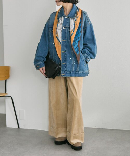 ear PAPILLONNER(イアパピヨネ)の「クラシックチェックストール(ストール/ショール・レディース・レッド/サックスブルー・FREE)」の4枚目の写真