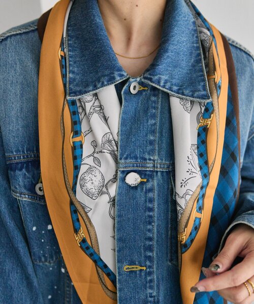 ear PAPILLONNER(イアパピヨネ)の「クラシックチェックストール(ストール/ショール・レディース・レッド/サックスブルー・FREE)」の5枚目の写真