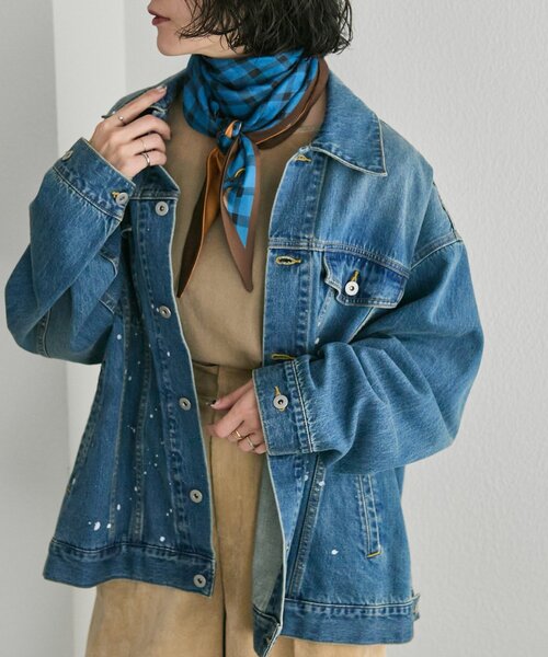 ear PAPILLONNER(イアパピヨネ)の「クラシックチェックストール(ストール/ショール・レディース・レッド/サックスブルー・FREE)」の7枚目の写真