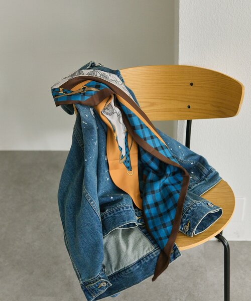 ear PAPILLONNER(イアパピヨネ)の「クラシックチェックストール(ストール/ショール・レディース・レッド/サックスブルー・FREE)」の10枚目の写真