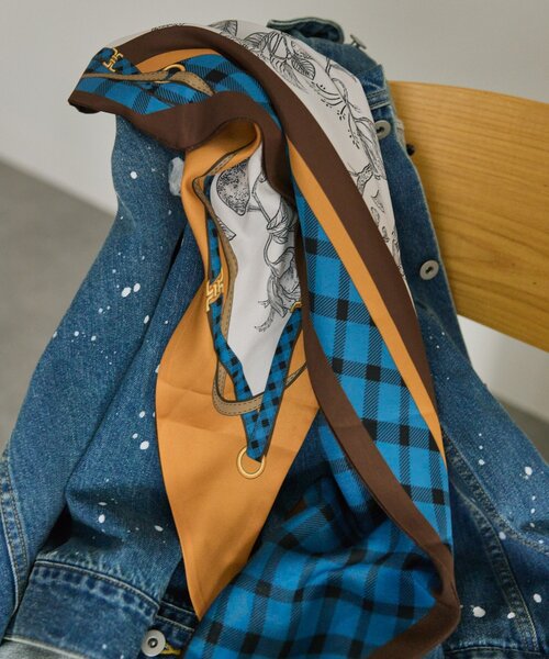 ear PAPILLONNER(イアパピヨネ)の「クラシックチェックストール(ストール/ショール・レディース・レッド/サックスブルー・FREE)」の12枚目の写真