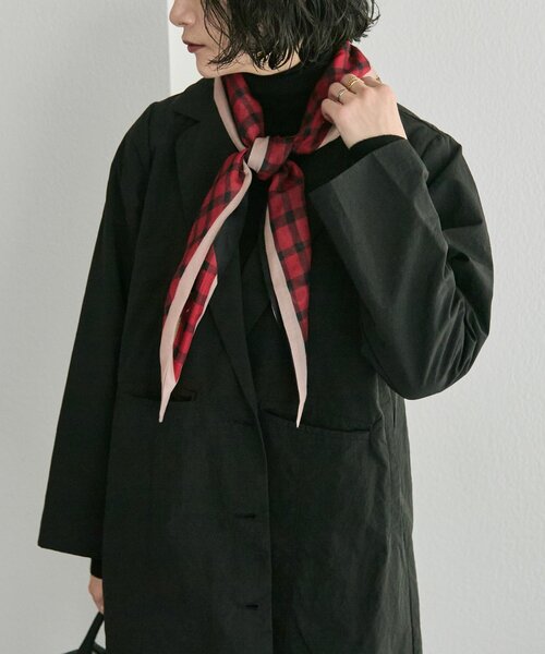 ear PAPILLONNER(イアパピヨネ)の「クラシックチェックストール(ストール/ショール・レディース・レッド/サックスブルー・FREE)」の18枚目の写真