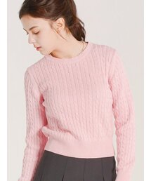 FABULOUS ARCHIVE（ファビュラスアーカイブ）の「ウィメンズクルーネックミニケーブルクロップニットライトピンク(FCD1KT210W)（ニット/セーター）」