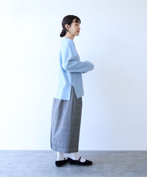 yuni（ユニ　）の「washable wool check コクーンスカート　1701SK006252（スカート・レディース・ブラック・FREE）」の6枚目の写真