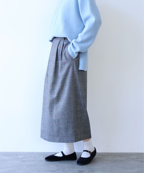 yuni（ユニ　）の「washable wool check コクーンスカート　1701SK006252（スカート・レディース・ブラック・FREE）」の8枚目の写真