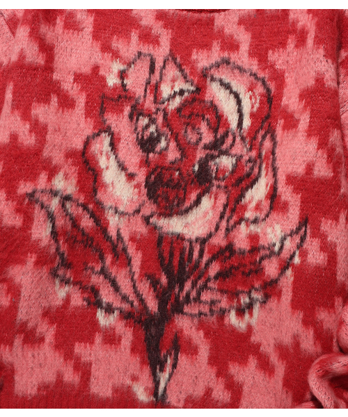NICE GHOST CLUB(ナイスゴーストクラブ)の「HOUNDSTOOTH DEVIL ROSE KNIT_PINK(NG2FFUK600A)(ニット/セーター・レディース・ピンク・SMALL/MEDIUM/LARGE)」の4枚目の写真