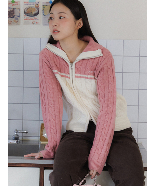 ANOETIC（アノエティック）の「ANC TWO-WAY COLORING ZIP-UP_PINK（カーディガン/ボレロ・レディース・その他・FREE）」の2枚目の写真
