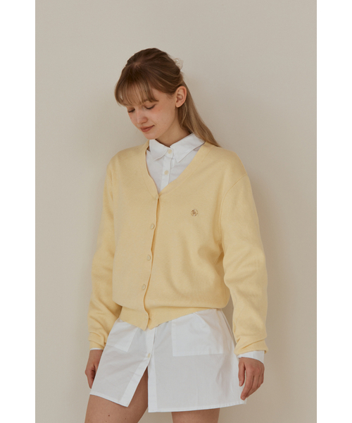 ANOETIC（アノエティック）の「ANC BASIC V-NECK CARDIGAN_YELLOW（カーディガン/ボレロ・レディース・イエロー・FREE）」の3枚目の写真