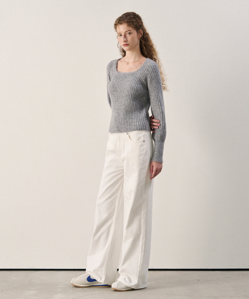 DRAWFIT WOMEN（ドローフィットウーマン）の「アルパカボリュームスリーブスクエアリブニット[L.GREY]（ニット/セーター・レディース・その他・SMALL/MEDIUM）」の2枚目の写真