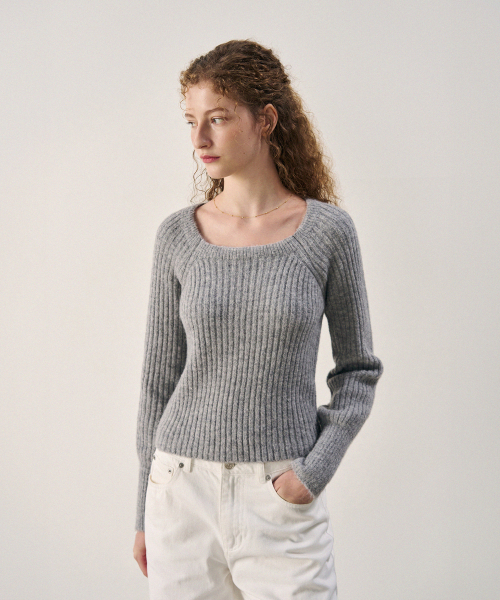 DRAWFIT WOMEN（ドローフィットウーマン）の「アルパカボリュームスリーブスクエアリブニット[L.GREY]（ニット/セーター・レディース・その他・SMALL/MEDIUM）」の3枚目の写真