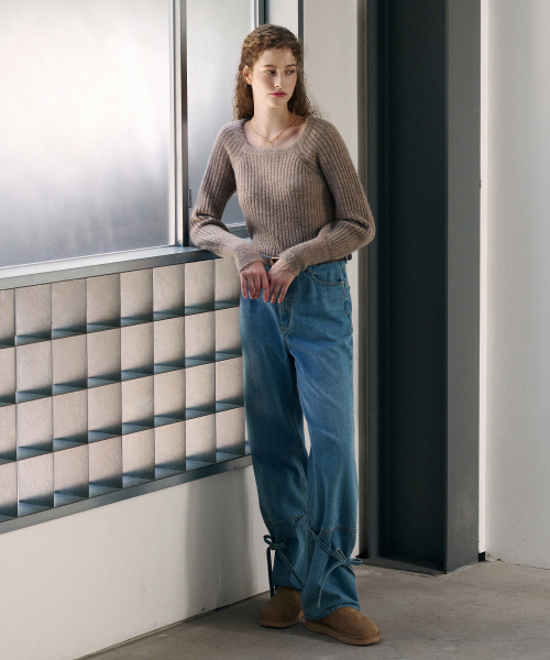 DRAWFIT WOMEN（ドローフィットウーマン）の「アルパカボリュームスリーブスクエアリブニット[L.GREY]（ニット/セーター・レディース・その他・SMALL/MEDIUM）」の5枚目の写真
