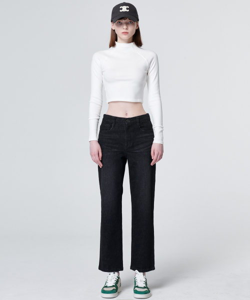 MALOUPE(マロップ)の「9124 クロップストレートデニムパンツ (ブラック)(デニムパンツ・レディース・ブラック・30/26/28)」の3枚目の写真
