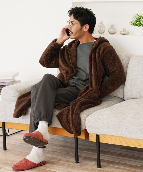 着る毛布 モコボアフードコート あったかルームウェア（ルームウェア