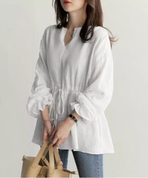 Flugge(フラッジー)の「ウエストリボンフリルブラウス(シャツ/ブラウス・レディース・ブラック/ホワイト・MEDIUM/LARGE)」の6枚目の写真