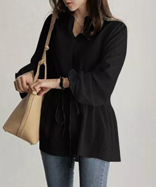 Flugge(フラッジー)の「ウエストリボンフリルブラウス(シャツ/ブラウス・レディース・ブラック/ホワイト・MEDIUM/LARGE)」の9枚目の写真